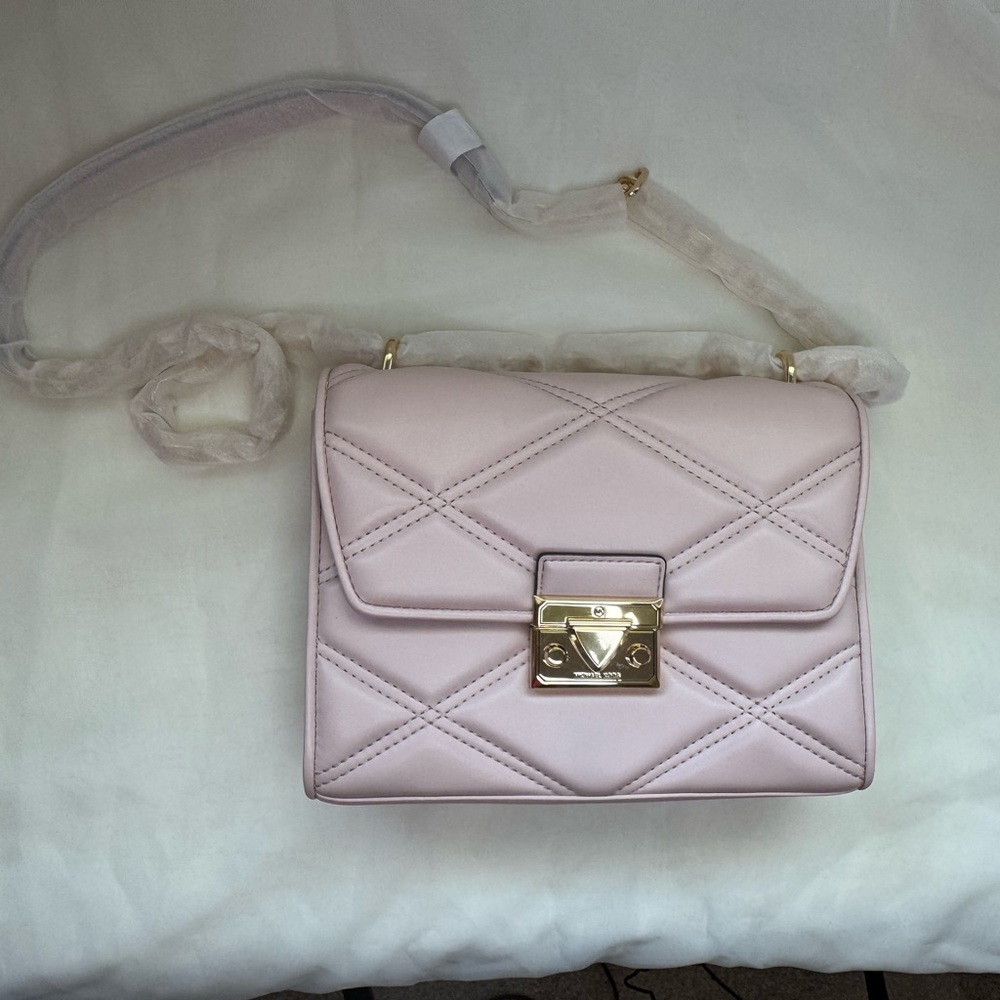 Michael Kors Serena Blush Quilted Crossbody Bag